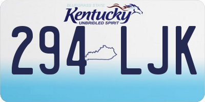 KY license plate 294LJK