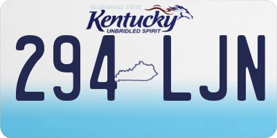 KY license plate 294LJN