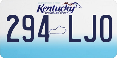 KY license plate 294LJO