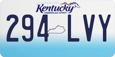 KY license plate 294LVY