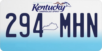 KY license plate 294MHN
