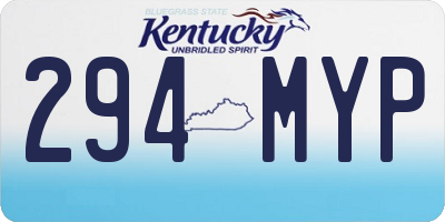 KY license plate 294MYP