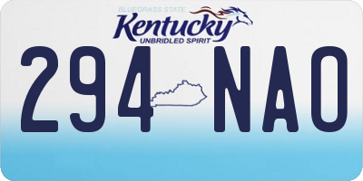 KY license plate 294NAO