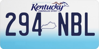 KY license plate 294NBL