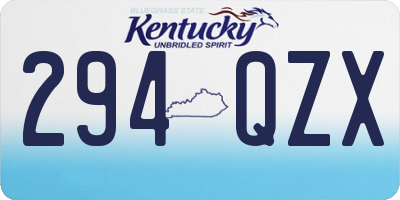 KY license plate 294QZX