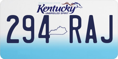 KY license plate 294RAJ