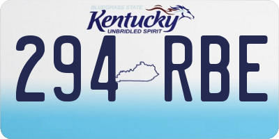 KY license plate 294RBE