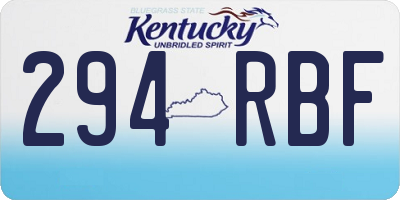KY license plate 294RBF