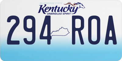 KY license plate 294ROA