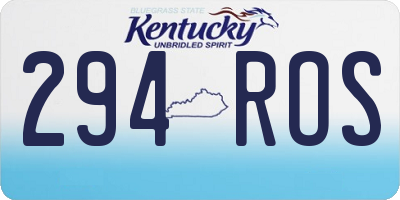 KY license plate 294ROS