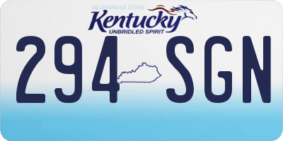 KY license plate 294SGN