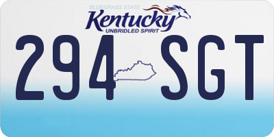 KY license plate 294SGT