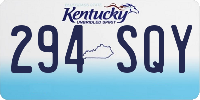 KY license plate 294SQY