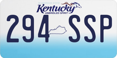KY license plate 294SSP