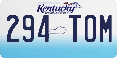 KY license plate 294TOM