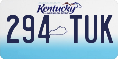 KY license plate 294TUK