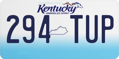 KY license plate 294TUP
