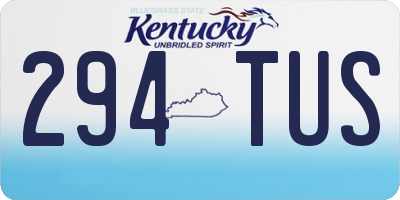 KY license plate 294TUS