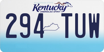 KY license plate 294TUW