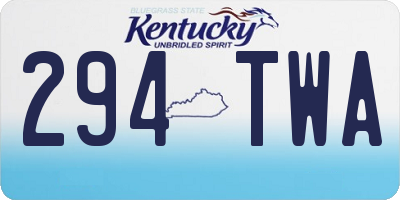 KY license plate 294TWA