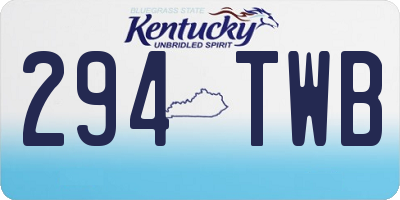 KY license plate 294TWB