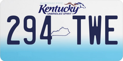 KY license plate 294TWE