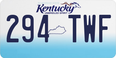 KY license plate 294TWF