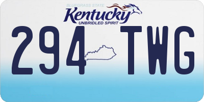 KY license plate 294TWG