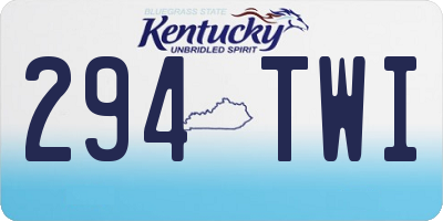 KY license plate 294TWI