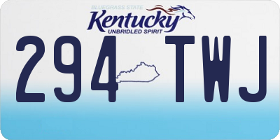 KY license plate 294TWJ