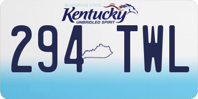 KY license plate 294TWL