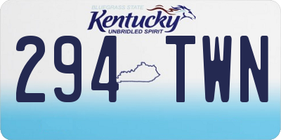 KY license plate 294TWN