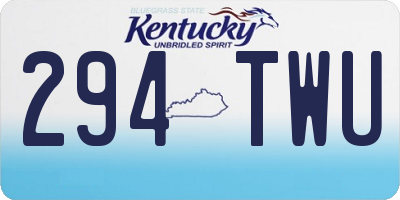 KY license plate 294TWU