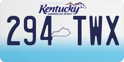 KY license plate 294TWX