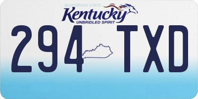 KY license plate 294TXD