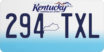 KY license plate 294TXL