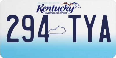 KY license plate 294TYA