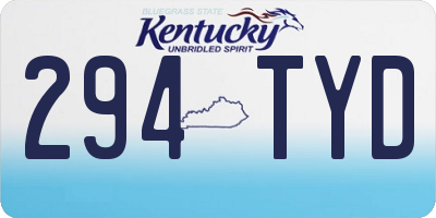 KY license plate 294TYD