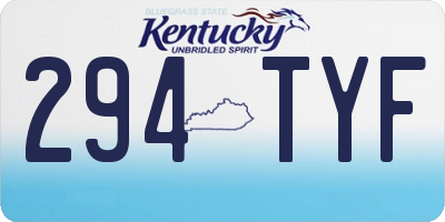 KY license plate 294TYF
