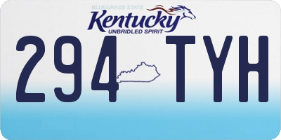 KY license plate 294TYH