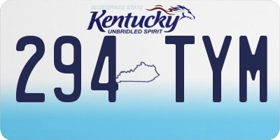 KY license plate 294TYM