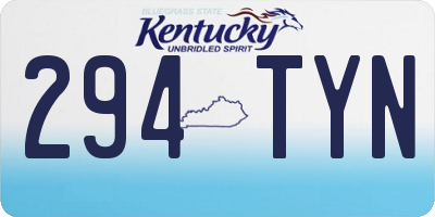 KY license plate 294TYN