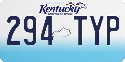 KY license plate 294TYP