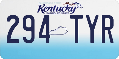KY license plate 294TYR