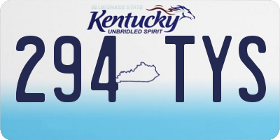 KY license plate 294TYS