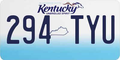 KY license plate 294TYU