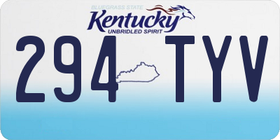 KY license plate 294TYV