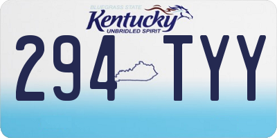 KY license plate 294TYY