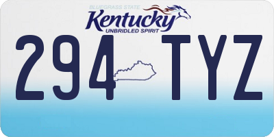 KY license plate 294TYZ