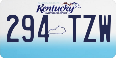 KY license plate 294TZW